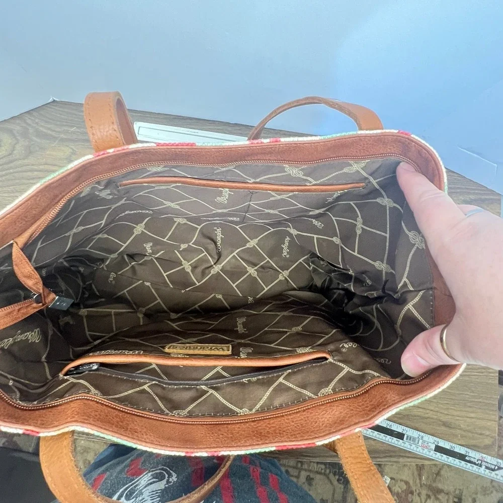 Wrangler Southwestern Aztec Canvas Tote Boho Tribal Western Rustic‎ Canvas